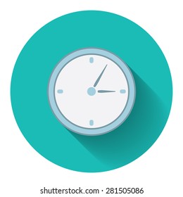 Flat design modern vector illustration of analog clock icon.