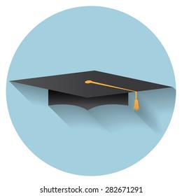 Flat design modern vector illustration of graduation cap icon.