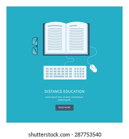 Flat design modern vector illustration icons set of online education and e-learning