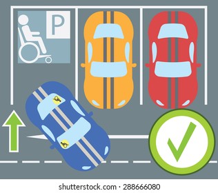 Flat design modern vector illustration of parking a car instruction.