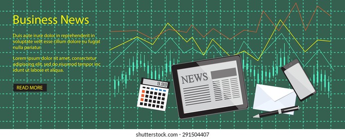 Flat design modern vector illustration  concept of  business site with mobile phone, envelope, monitor - eps 10