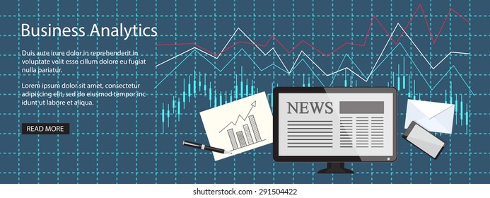Flat design modern vector illustration  concept of  business site with mobile phone, envelope, monitor - eps 10