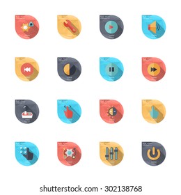 Flat design modern vector illustration icons set of CONTROLS  regulator and control panel , switch  in stylish colors. Isolated on white background 
