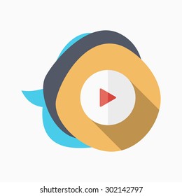Flat design modern vector illustration icon of Play button