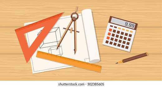 Flat design modern vector illustration  business concept  with calculator - eps10