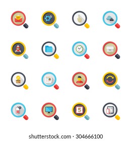 Flat design modern vector illustration icons set of web and mobile concept in stylish colors.
