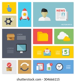 Flat design modern vector illustration icons set of web and mobile concept in stylish colors.
