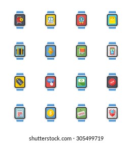 Flat design modern vector illustration icons set of shopping in stylish colors.