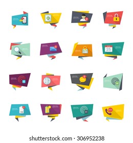 Flat design modern vector illustration icons set of mobile and communication in stylish colors.