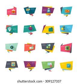 Flat design modern vector illustration icons set of finance in origami.