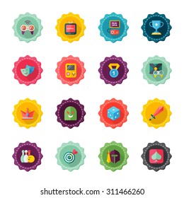 Flat design modern vector illustration icons set of tv game in stylish colors.