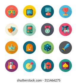 Flat design modern vector illustration icons set of tv game in stylish colors.