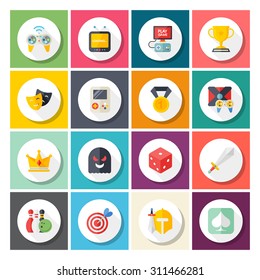 Flat design modern vector illustration icons set of tv game in stylish colors.