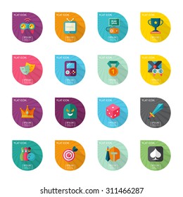 Flat design modern vector illustration icons set of tv game in stylish colors.