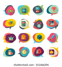 Flat design modern vector illustration icons set of tv game in stylish colors.