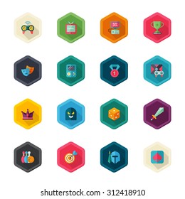 Flat design modern vector illustration icons set of tv game in stylish colors.