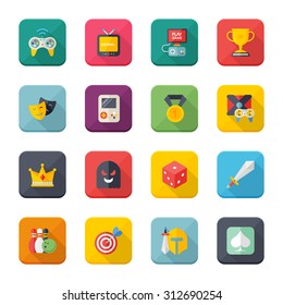 Flat design modern vector illustration icons set of tv game in stylish colors.