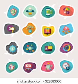 Flat design modern vector illustration icons set of E-Finance in stylish colors.