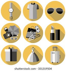 Flat design modern vector illustration icons set shopping