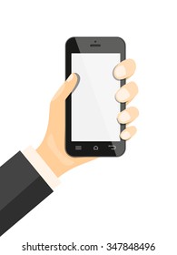 Flat design modern vector illustration concept of mobile banking, payment, business investment, internet banking with mobile phone in the hand. EPS 10