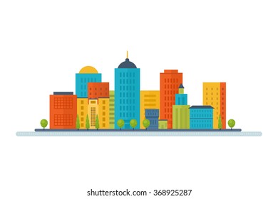 Flat design modern vector illustration icons set of urban landscape and city life. Building icon