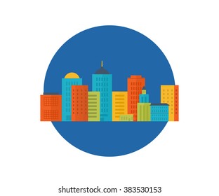 Flat design modern vector illustration icons set of urban landscape and city life. Building icon