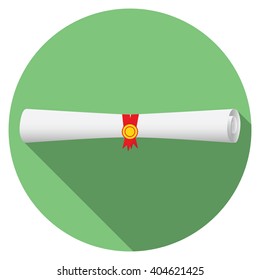 Flat design modern vector illustration of graduation diploma icon