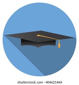 Flat design modern vector illustration of graduation cap icon
