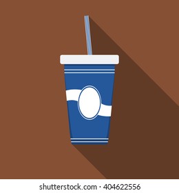 Flat design modern vector illustration of drink icon with long shadow.
