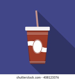 Flat design modern vector illustration of drink icon with long shadow.