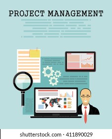 Flat design modern vector illustration concept of project management .Concepts web banner and printed materials.