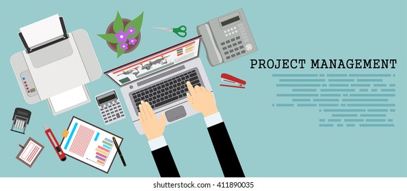 Flat design modern vector illustration concept of project management .Concepts web banner and printed materials.