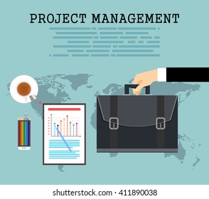 Flat design modern vector illustration concept of project management .Concepts web banner and printed materials.