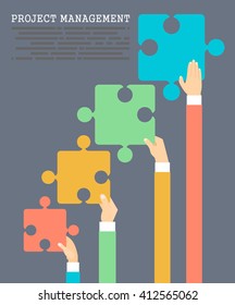 Flat design modern vector illustration concept of project management .Concepts web banner and printed materials.