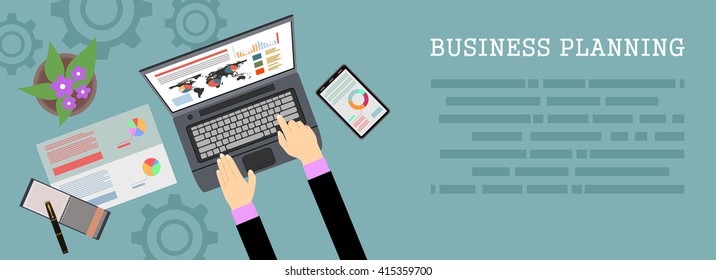 Flat design modern vector illustration concept of project management  business analysis and planning.Concepts web banner and printed materials.