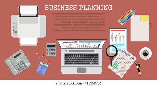 Flat design modern vector illustration concept of project management  business analysis and planning.Concepts web banner and printed materials.