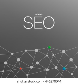 Flat design modern vector illustration concept of SEO word combined from connection elements which symbolized a success internet searching optimization process