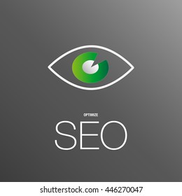 Flat design modern vector illustration concept of SEO word combined from optimize icon which symbolized a success internet searching optimization process