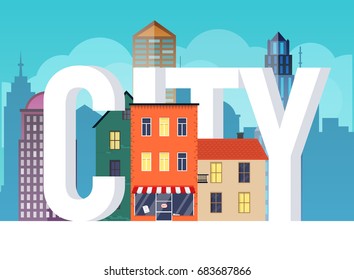 Flat design modern vector illustration icons set of urban landscape and city.