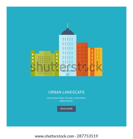 Flat design modern vector illustration icons set of urban landscape and city life. Building icon