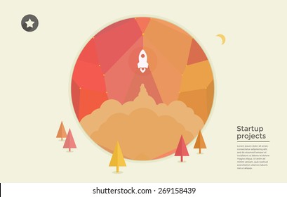 Flat design modern vector of rocket icon. Start up concept. Project development.