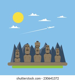 Flat design of Moei statues illustration vector