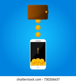 Flat design of money. Bitcoin exchange 