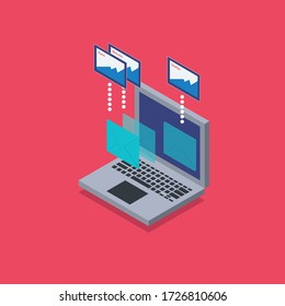Flat Design of Money Envelope with Laptop 