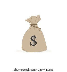 Flat design money sack vector graphics