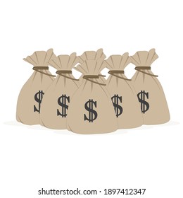Flat design money sack vector graphics