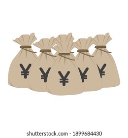 Flat design money sack vector graphics