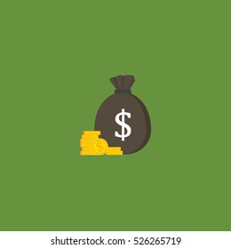 Flat Design of Moneybag With US Dollar Sign
