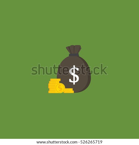 Flat Design of Moneybag With US Dollar Sign
