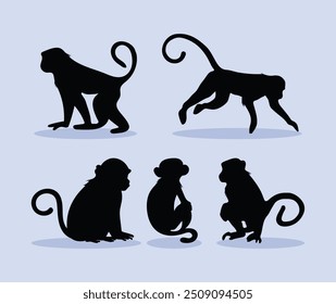 flat design monkey silhouette image drawing collection